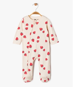 GEMO Pyjama en coton zippé devant à motifs fraises bébé fille beige standard