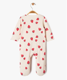pyjama en coton zippe devant a motifs fraises bebe fille beige standardG530501_4