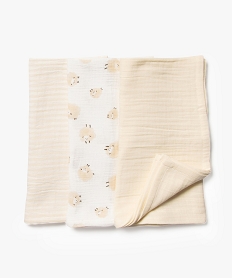 GEMO Langes bébé en gaze de coton pour bébé (lot de 3) Beige