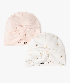 GEMO Bonnet naissance en jersey effet noué (lot de 2) blanc chine