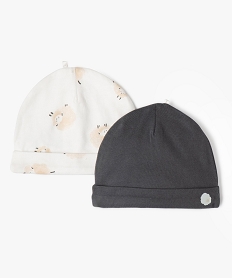 GEMO Bonnet de naissance en jersey imprimé à revers (lot de 2) Gris