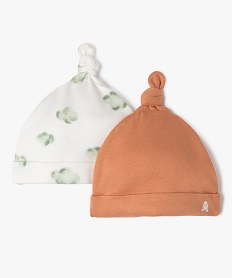 GEMO Bonnets en coton avec noeud bébé garçon (lot de 2) blanc standard