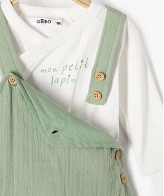 ensemble 2 pieces bebe garcon body et salopette vert standardG533601_3