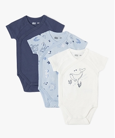 GEMO Body manches courtes fermeture croisée motifs marins bébé (lot de 3) bleu standard