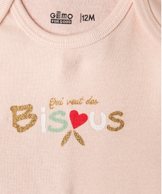 body a manches courtes avec message paillete bebe fille (lot de 3) rose standard body manches courtesG536001_4