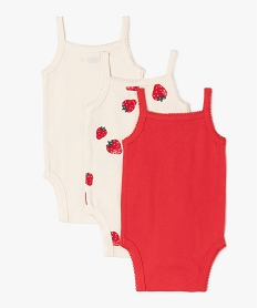body a bretelles a motifs fraises bebe (lot de 3) rougeG537001_4
