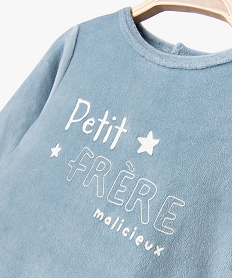 pyjama en velours bebe avec message sur le buste bleu standardG537301_2