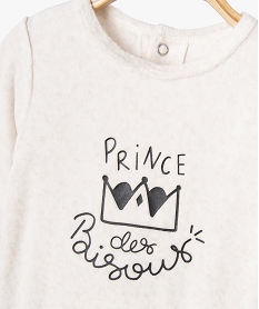 pyjama en velours avec message sur le buste bebe beigeG537601_2