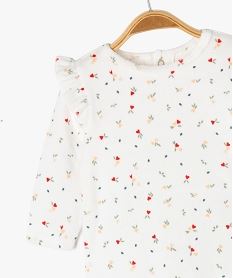 pyjama en velours avec volants et motifs coeurs bebe fille blanc pyjamas veloursG538001_2