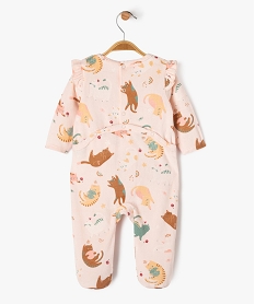 pyjama en velours avec volants et motifs chats bebe fille rose standard pyjamas veloursG538101_4