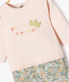 pyjama en velours effet 2 en 1 motifs fleuris bebe fille rose standardG538201_2