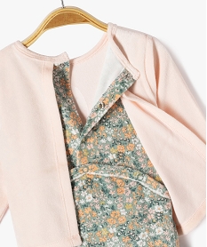 pyjama en velours effet 2 en 1 motifs fleuris bebe fille rose standardG538201_3