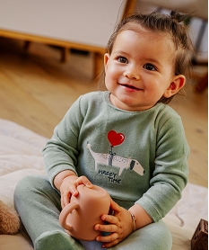 GEMO Pyjama en velours motif chien bébé vert standard