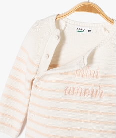 pull brassiere raye avec message brode bebe fille blanc standardG541401_2