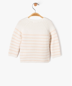 pull brassiere raye avec message brode bebe fille blanc standardG541401_3