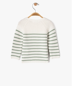 pull brassiere raye avec message brode bebe vert standardG541501_3