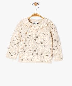 GEMO Gilet brassière en maille ajourée avec col à volant bébé fille beige standard