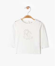 GEMO Tee-shirt manches longues avec ouverture intégrale au dos bébé blanc chine