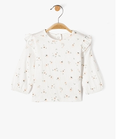 GEMO Tee-shirt manches longues avec volants aux épaules bébé fille blanc chine