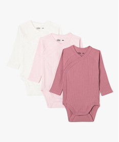 GEMO Body manches longues ouverture devant à côtes bébé (lot de 3) violet standard