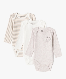 GEMO Bodies manches longues bébé  (lot de 3) beige standard