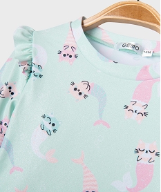 tee-shirt de plage a manches longues bebe fille bleu standardG544701_2