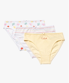 GEMO Culottes à motifs girly fille (lot de 3) Jaune