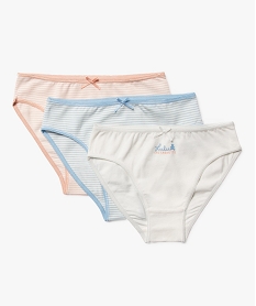 GEMO Culottes en coton stretch fille (lot de 3) - LuluCastagnette Blanc