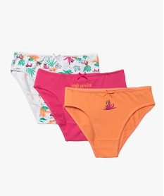 GEMO Culottes en coton stretch motifs jungle fille (lot de 3) Rose