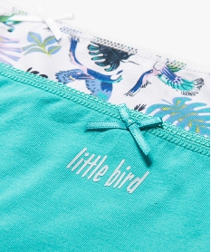culottes en coton stretch motifs oiseaux fille (lot de 3) bleuG546001_3