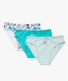 culottes en coton stretch motifs oiseaux fille (lot de 3) bleuG546001_4