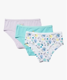 GEMO Shorty en coton stretch avec motifs licornes fille (lot de 3) Blanc