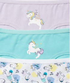 shorty en coton stretch avec motifs licornes fille (lot de 3) bleuG546501_2