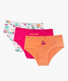 GEMO Shorties en coton stretch motifs jungle fille (lot de 3) Rose