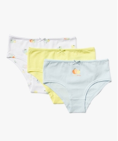 GEMO Shorties en coton stretch motifs fruits fille (lot de 3) Jaune