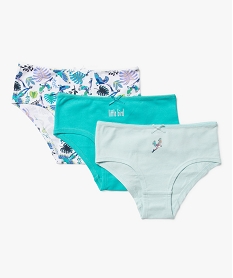 GEMO Shorties en coton stretch motifs oiseaux fille (lot de 3) Bleu