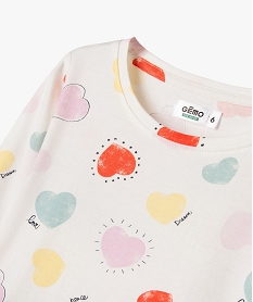 pyjama en coton a motifs coeurs fille blancG547901_2