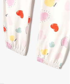 pyjama en coton a motifs coeurs fille blancG547901_3