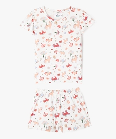 GEMO Pyjashort à motifs licornes avec manches à volants fille Imprimé