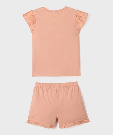 pyjashort 2 pieces a broderie anglaise fille - lulucastagnette rose standardG548501_4