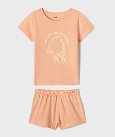 GEMO Pyjashort en jersey de coton imprimé fille orange standard