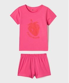 GEMO Pyjashort en jersey de coton imprimé fille rose standard