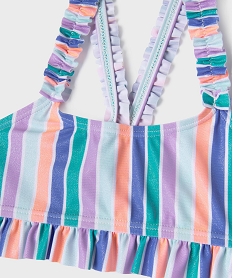 maillot de bain 2 pieces a rayures paillettes et volants fille multicoloreG549101_2