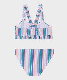 maillot de bain 2 pieces a rayures paillettes et volants fille multicoloreG549101_3