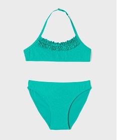 GEMO Maillot de bain 2 pièces avec fronces fille bleu standard