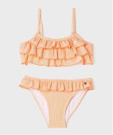 GEMO Maillot de bain 2 pièces à rayures et volants fille - LuluCastagnette Imprimé