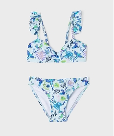 GEMO Maillot de bain 2 pièces à motifs exotiques bébé fille bleu standard