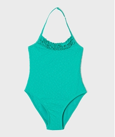 GEMO Maillot de bain 1 pièce avec fronces fille bleu standard