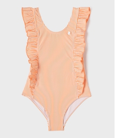 GEMO Maillot de bain 1 pièce en matière gaufrée rayée à volants fille - LuluCastagnette Imprimé