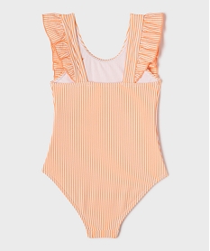 maillot de bain 1 piece en matiere gaufree rayee a volants fille - lulucastagnette imprimeG550301_3